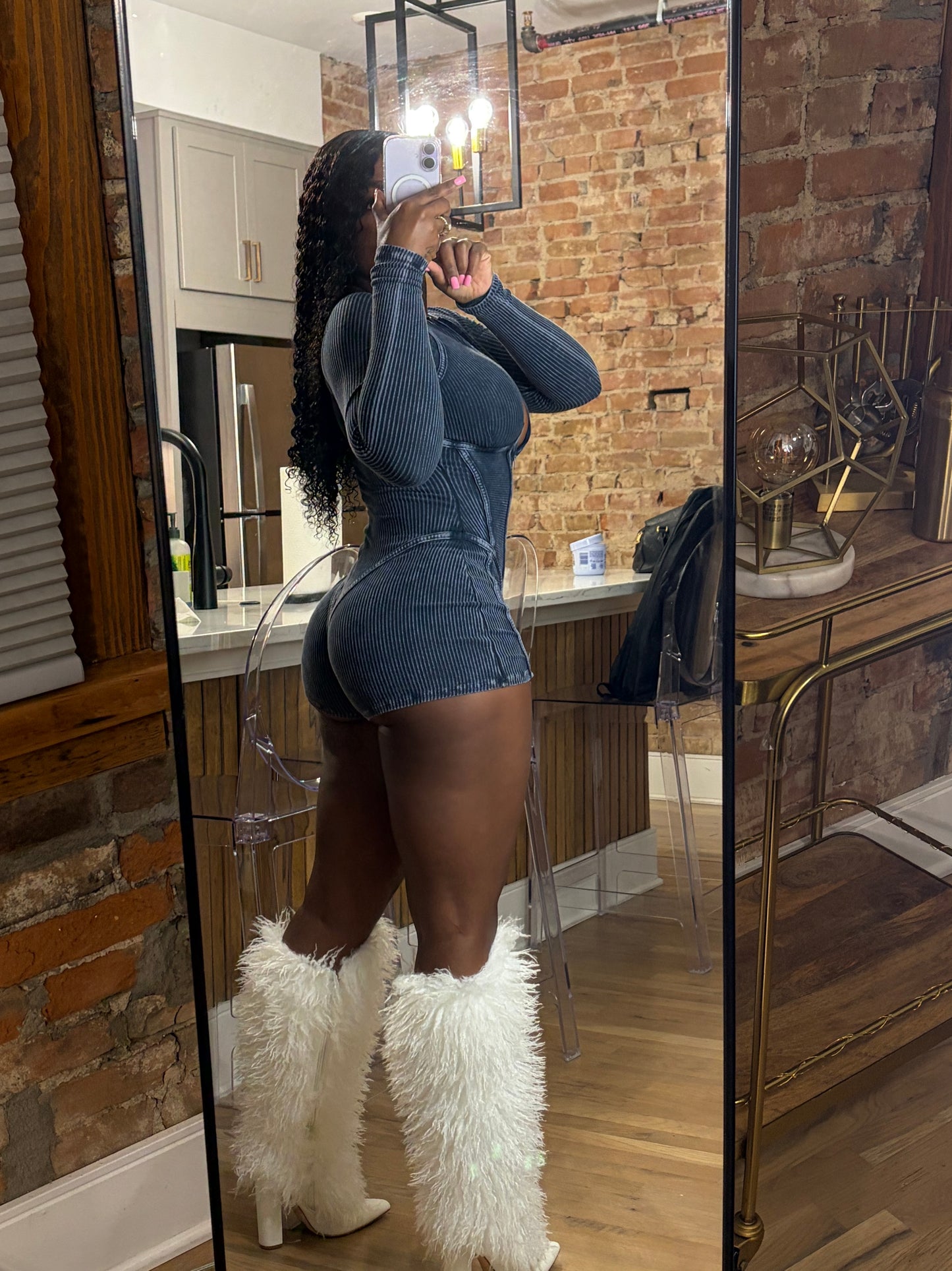 Acid washed hot short romper