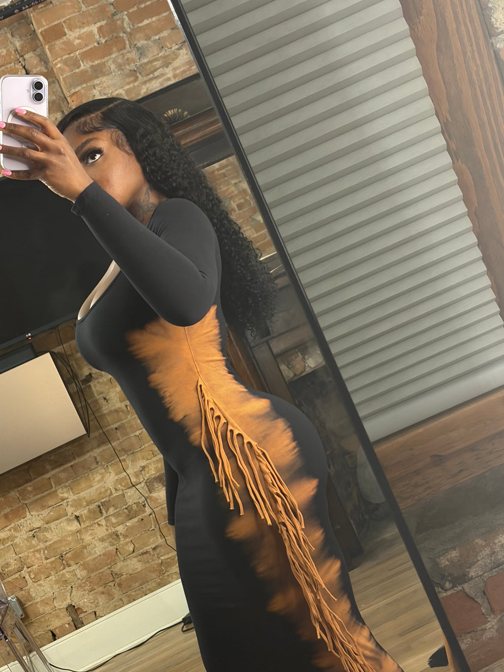 Two toned bleached fringe dress