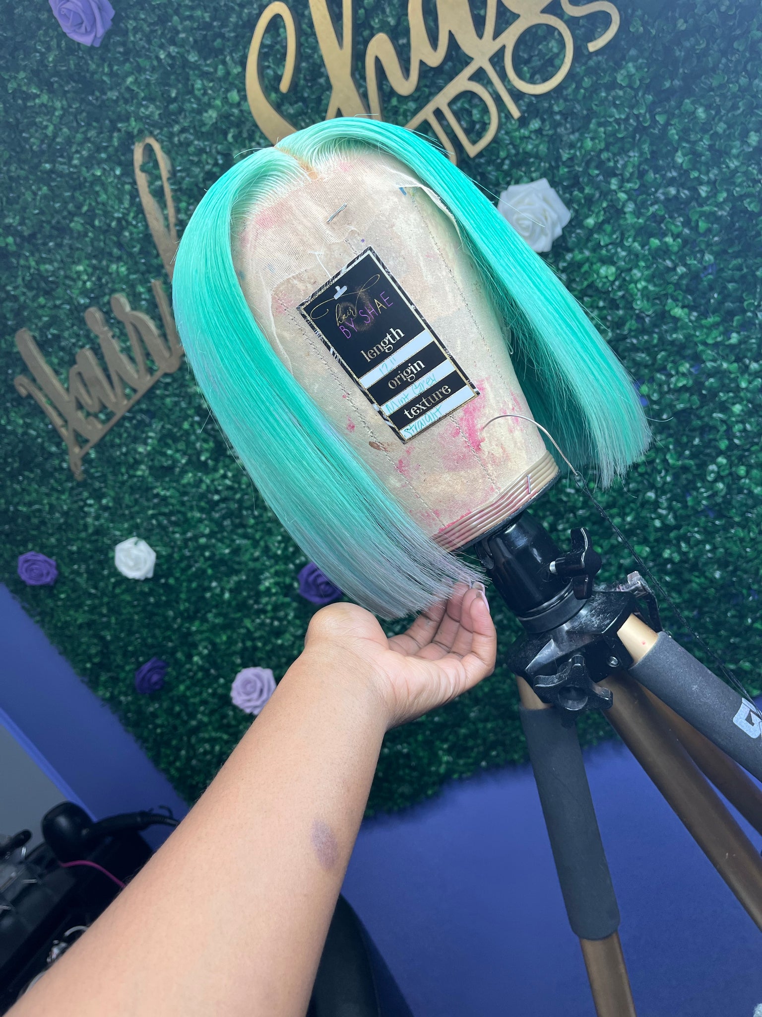 Minty Grey Blunt Cut Bob🔥